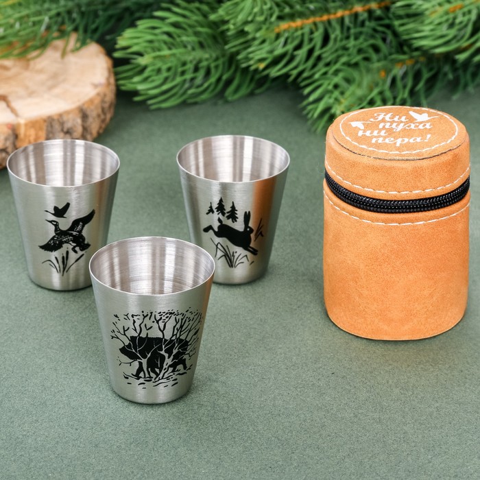 Набор стопок в чехле "Ни пуха ни пера!", 30 мл, 3 шт.