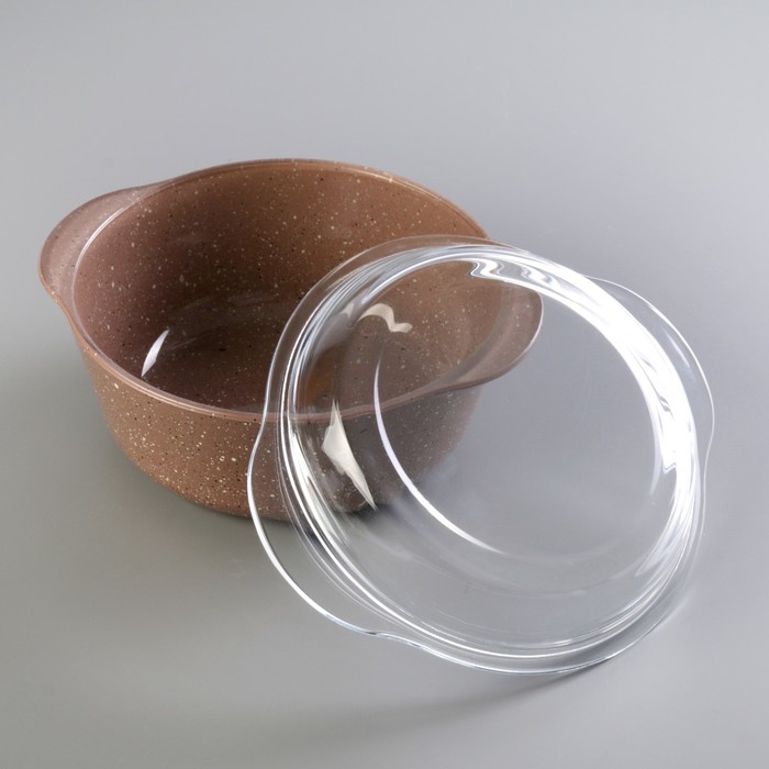 Кастрюля 1,45 л, с крышкой, цвет коричневый