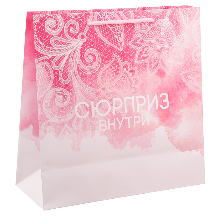 Пакет ламинированный квадратный «Кружева», 30 × 30 × 12 см