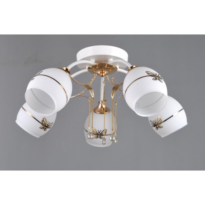 Люстра "Кензи " 5xE27 60Вт белый + золото