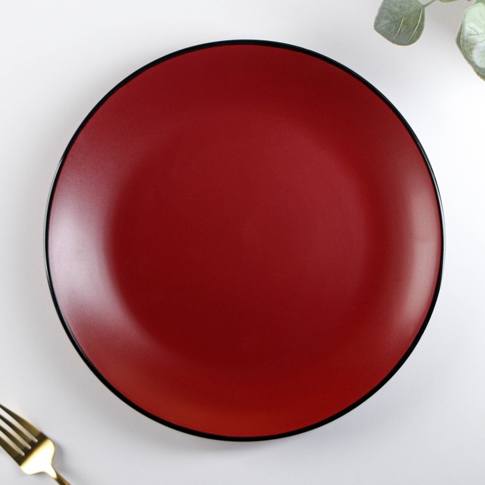 Тарелка керамическая обеденная Доляна «Ваниль», d=27 см, цвет бордовый тарелка керамическая обеденная доляна морской мир d 27 см цвет коричневый