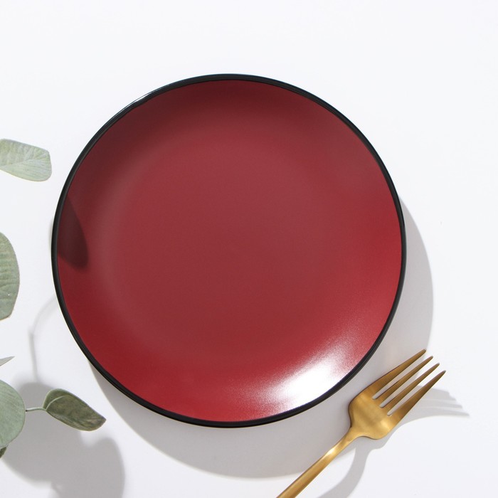 Тарелка керамическая десертная Доляна «Ваниль», d=19,5 см, цвет бордовый