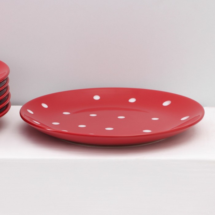 Сервиз столовый «Красный горох», 18 предметов, цвет красный
