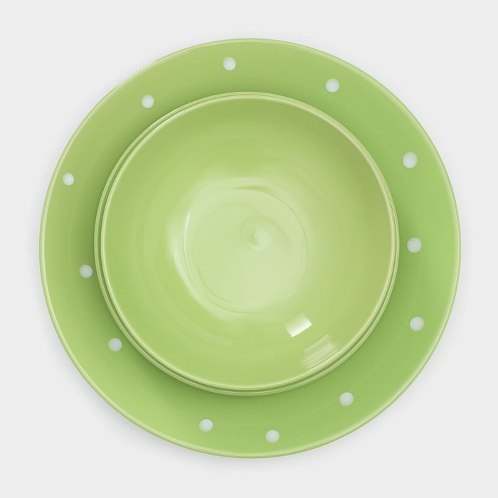 Сервиз столовый Доляна «Зелёный горох», 18 предметов, цвет зелёный