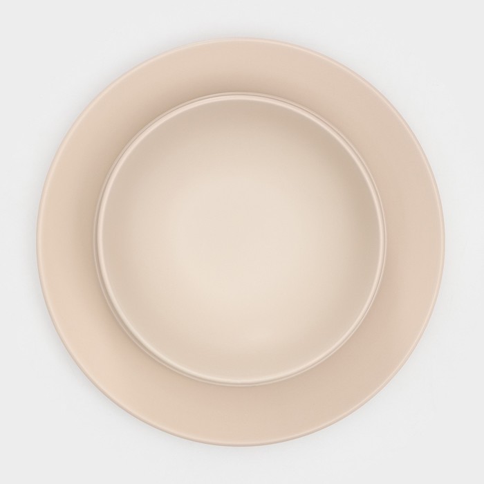 Набор тарелок Доляна «Пастель», 18 предметов: 6 тарелок d=19 см, 6 тарелок d=27 см, 6 мисок d=19 см, цвет крем-брюле