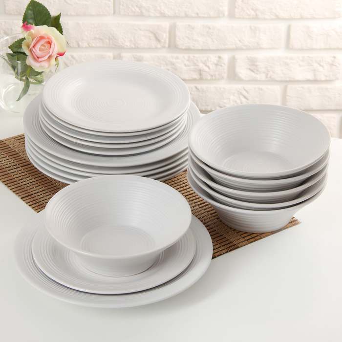 Набор тарелок 18 шт "Вихрь" цвет белый