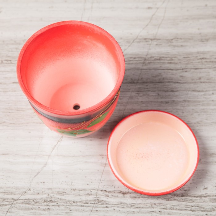 Кашпо "Глория" акрил, листья, розовый, 1 л