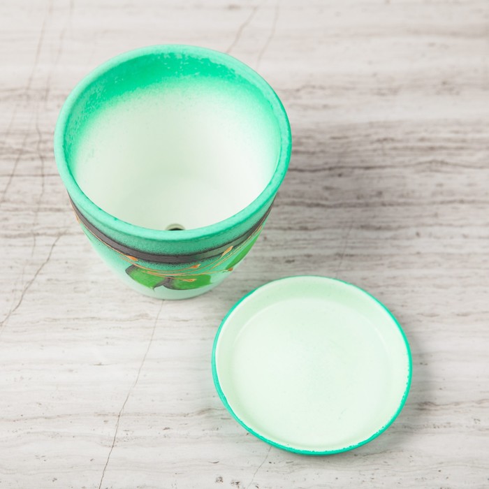 Кашпо "Глория" акрил, листья, бирюзовый, 0,5 л