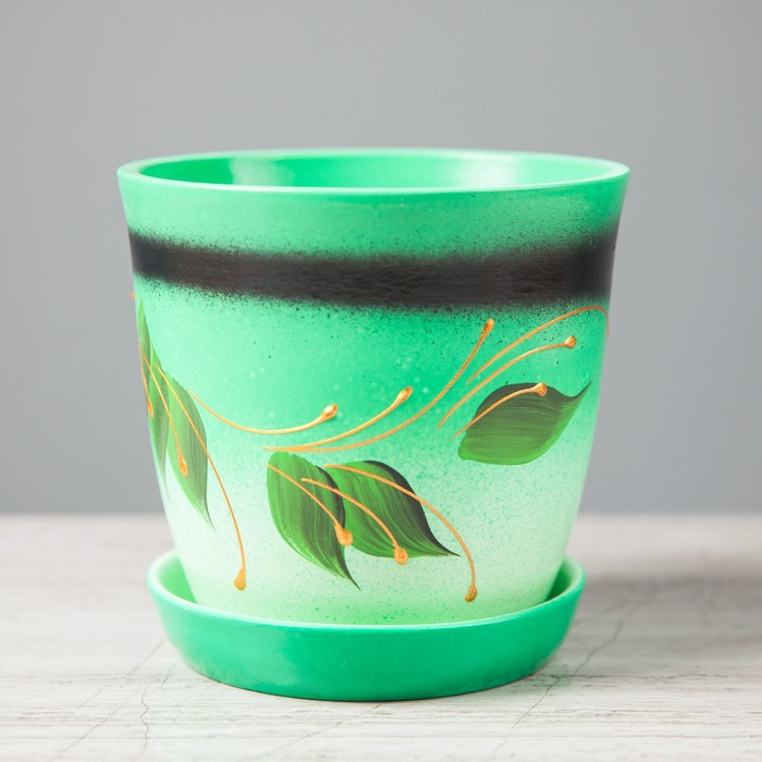 Кашпо "Глория" акрил, листья, бирюзовый, 1 л