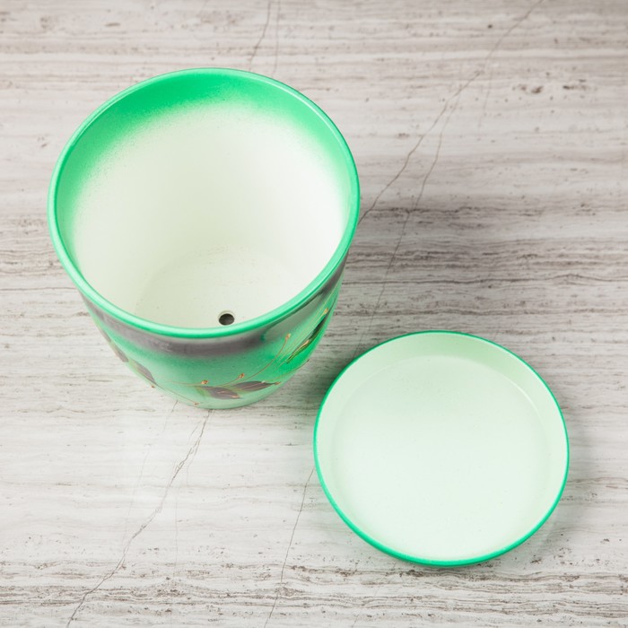 Кашпо "Глория" акрил, листья, бирюзовый, 2 л