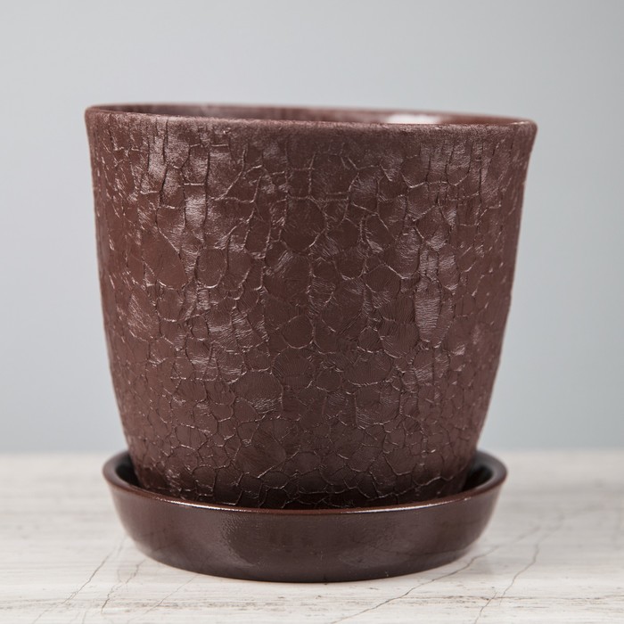 Кашпо "Глория" шёлк, шоколад, 1 л