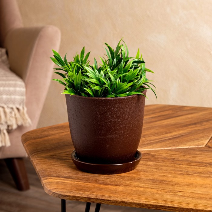 Кашпо "Глория" шёлк, шоколад, 2 л