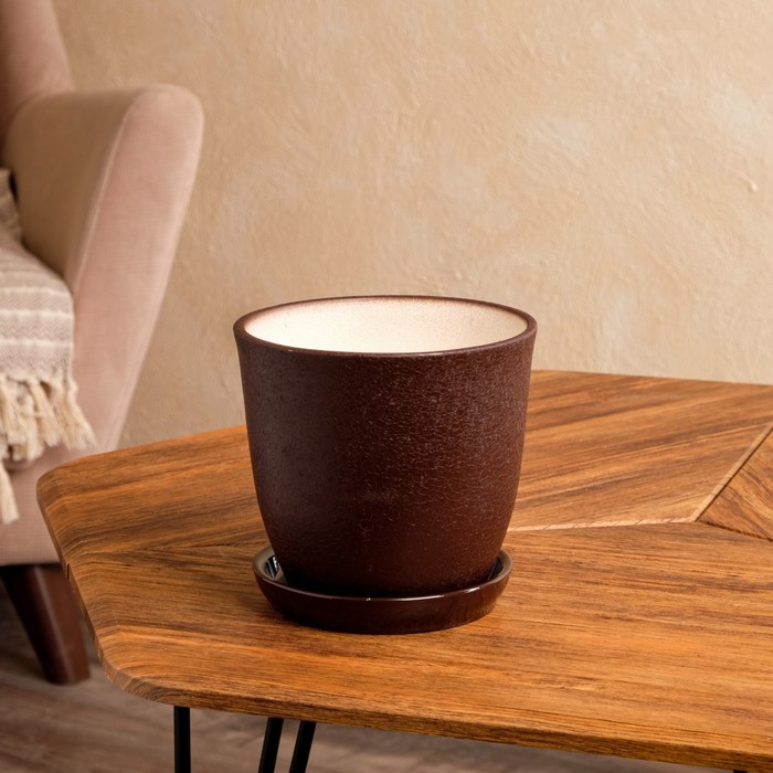 Кашпо "Глория" шёлк, шоколад, 2 л