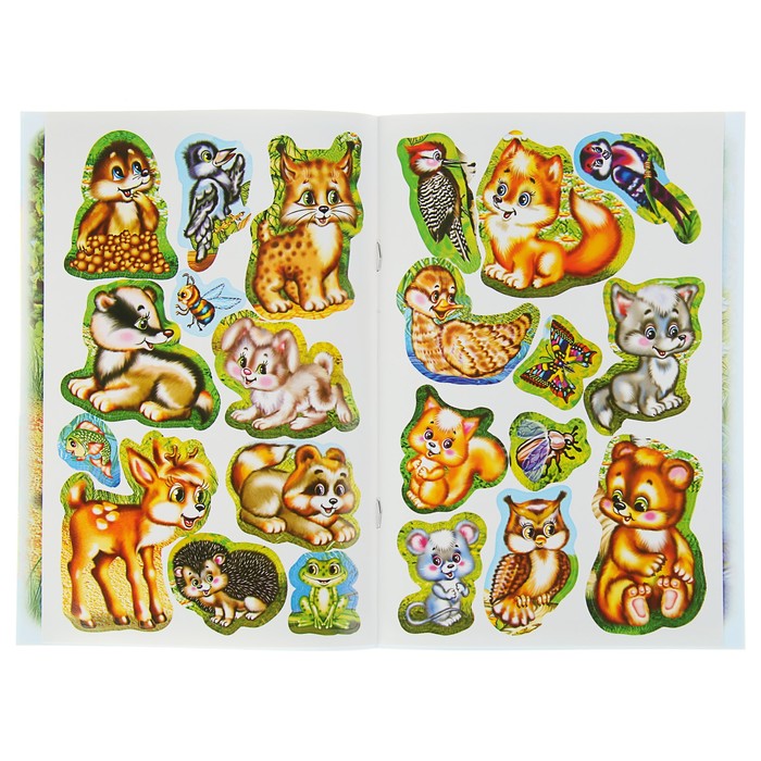 Книжка с наклейками. Кто живет в лесу? 160*240мм, 8стр + наклейка