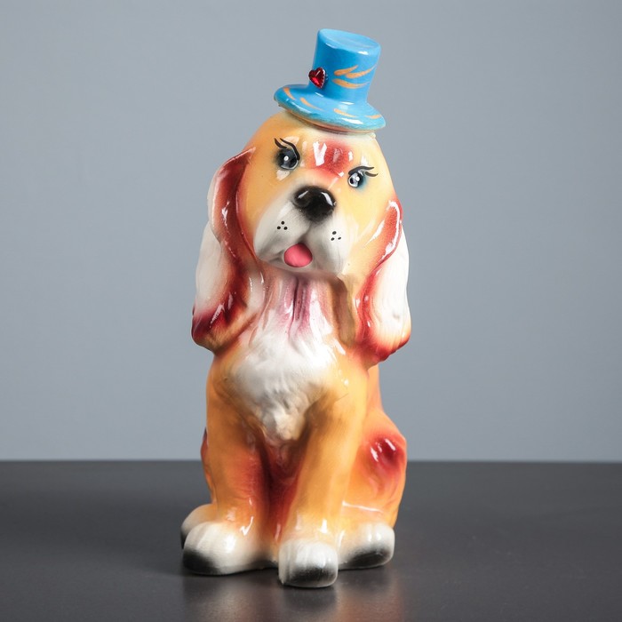 Копилка "Спаниель в шляпе " МИКС глазурь