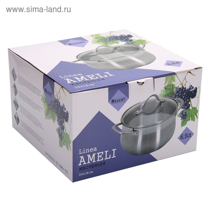 

Кастрюля Regent inox Ameli, размер 24х14 см 6.9 л