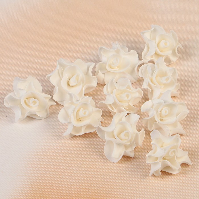 Цветок свадебный из фоамирана ручная работа D-3,5 см 10 шт ажурный край, цвет белый