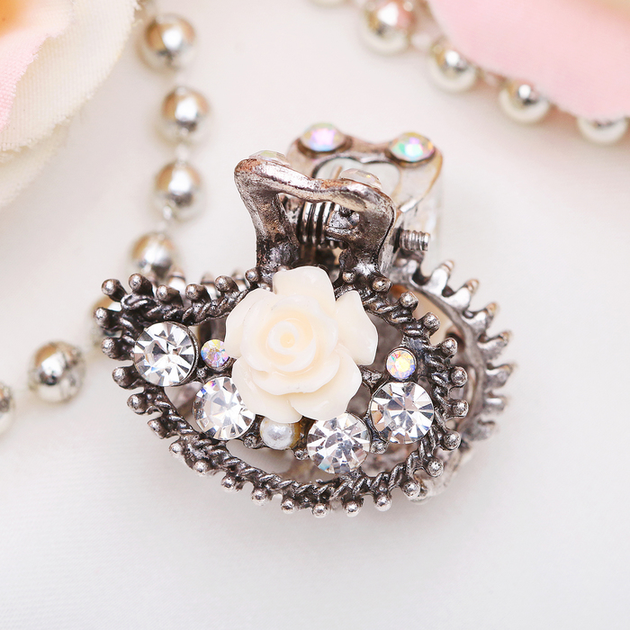 Краб для волос "Одри" 2,5 см роза серебро