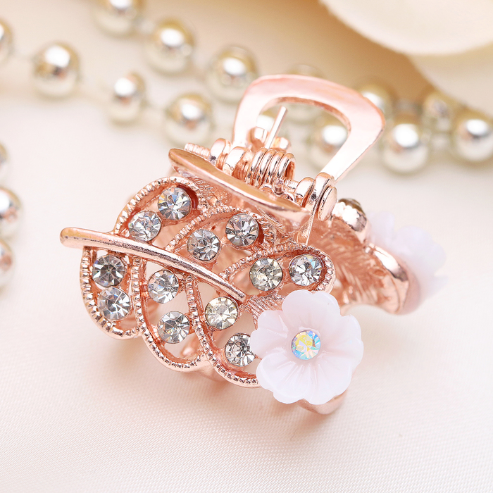 Краб для волос "Одри" 2 см цветок золото