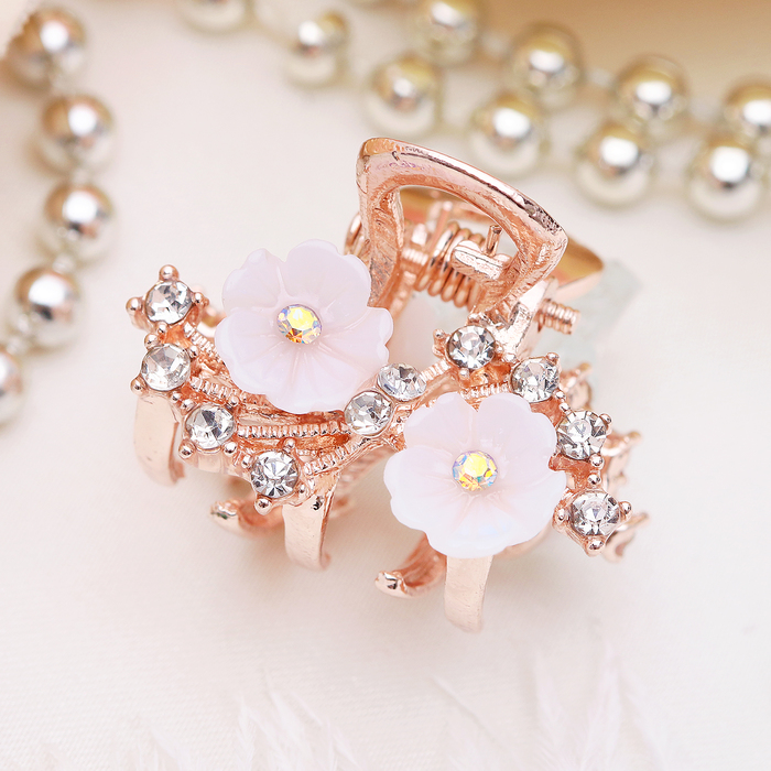 Краб для волос "Одри" 2,5 см цветы золото