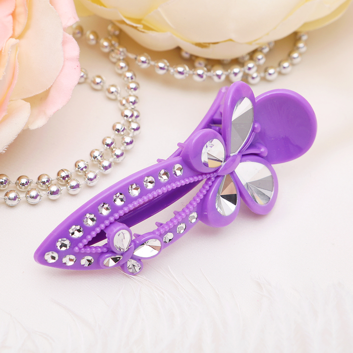 Краб для волос "Сюита" 7,5 см бабочка стразы, микс