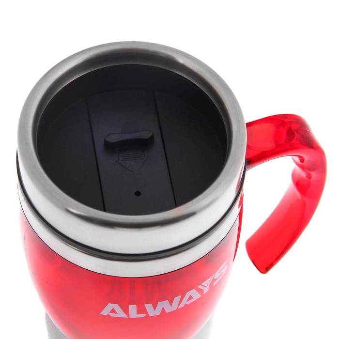 Термокружка "Always", 450 мл, металлическая вставка снизу, красная, 12х18 см