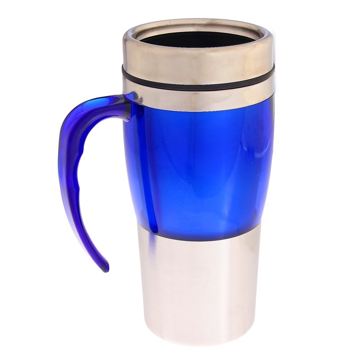 Термокружка "Always", 450 мл, металлическая вставка снизу, синяя, 12х18 см