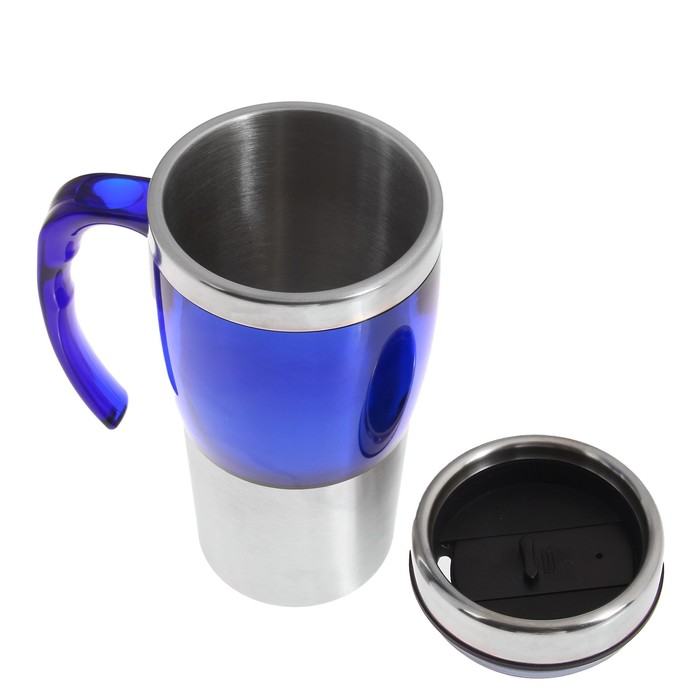 Термокружка "Always", 450 мл, металлическая вставка снизу, синяя, 12х18 см