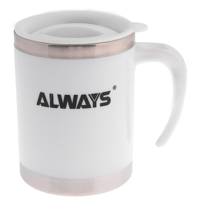 Термокружка "Always", 400 мл, металлическая вставка сверху и снизу, белая, 13х12 см