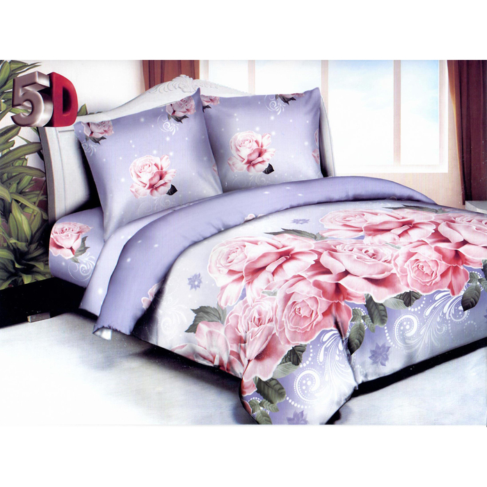 Постельное бельё евро 5D диз. 165 HL, 215х220, 200х215, 70х70-2шт, 50х70-2шт полипоплин 80г/м, пэ100%