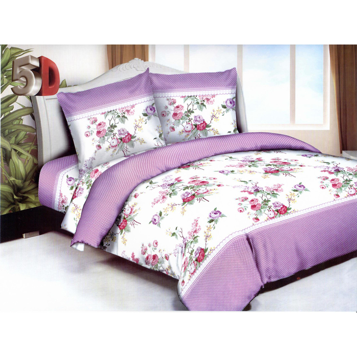 Постельное бельё евро 5D диз.4512, 215х220, 200х215, 70х70-2шт, 50х70-2шт полипоплин 80г/м, пэ100%