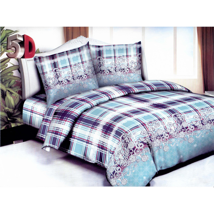 Постельное бельё евро 5D диз. 4377-11, 215х220, 200х215, 70х70-2шт, 50х70-2шт полипоплин 80г/м, пэ100%