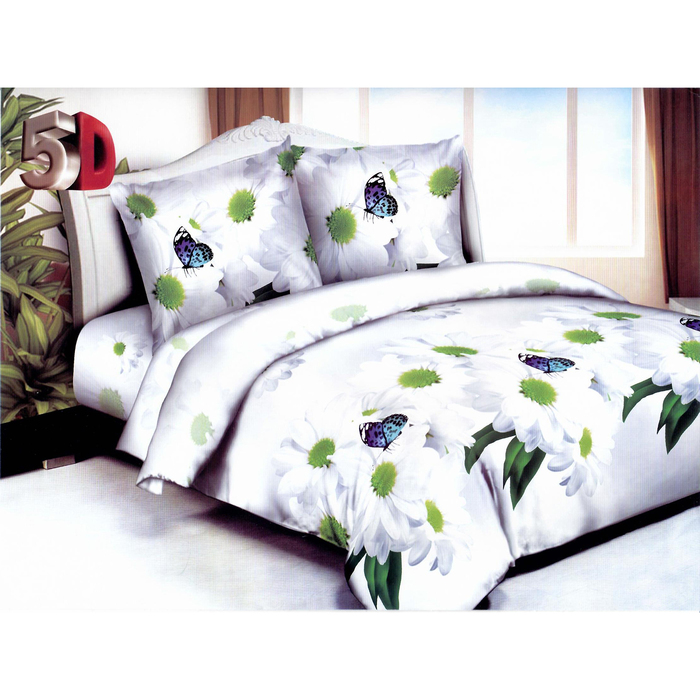 Постельное бельё евро 5D диз. 121 HL, 215х220, 200х215, 70х70-2шт, 50х70-2шт полипоплин 80г/м, пэ100%