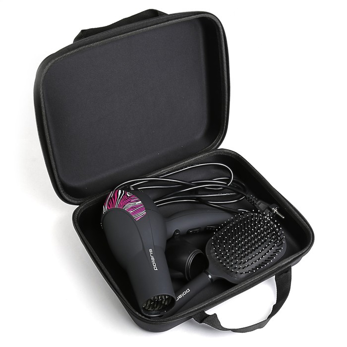 Набор для укладки Polaris PHD 2083Ti, 2000 Вт, фен, сумка, расческа для моделирования, зебра