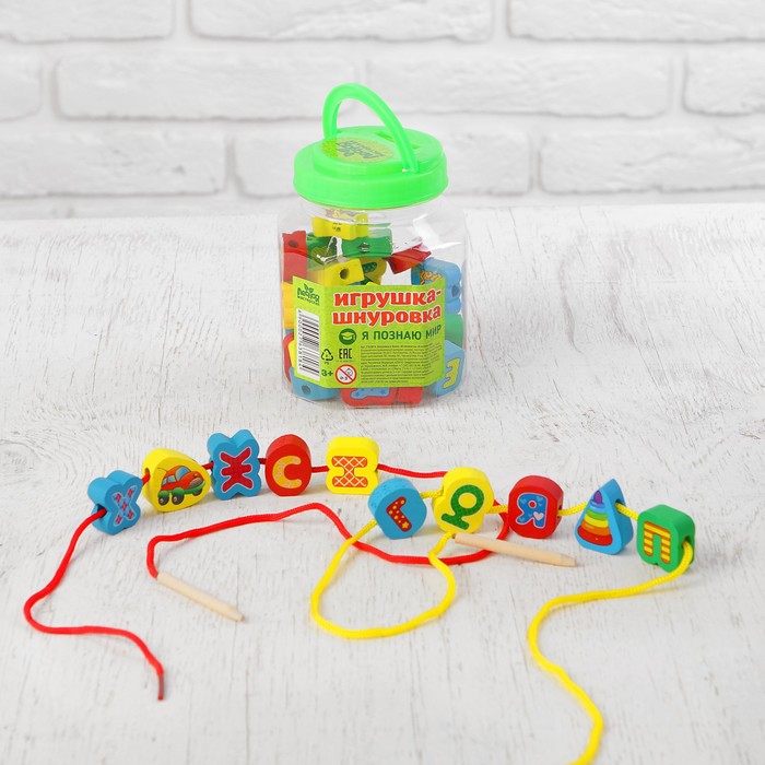 Шнуровка в банке 40 элементов "Я познаю мир"