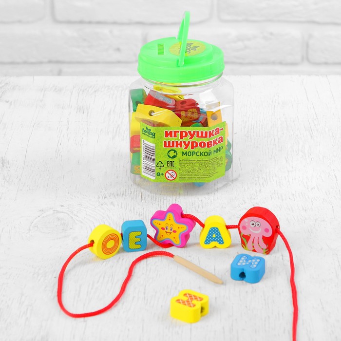 Шнуровка в банке 40 элементов "Морской мир"