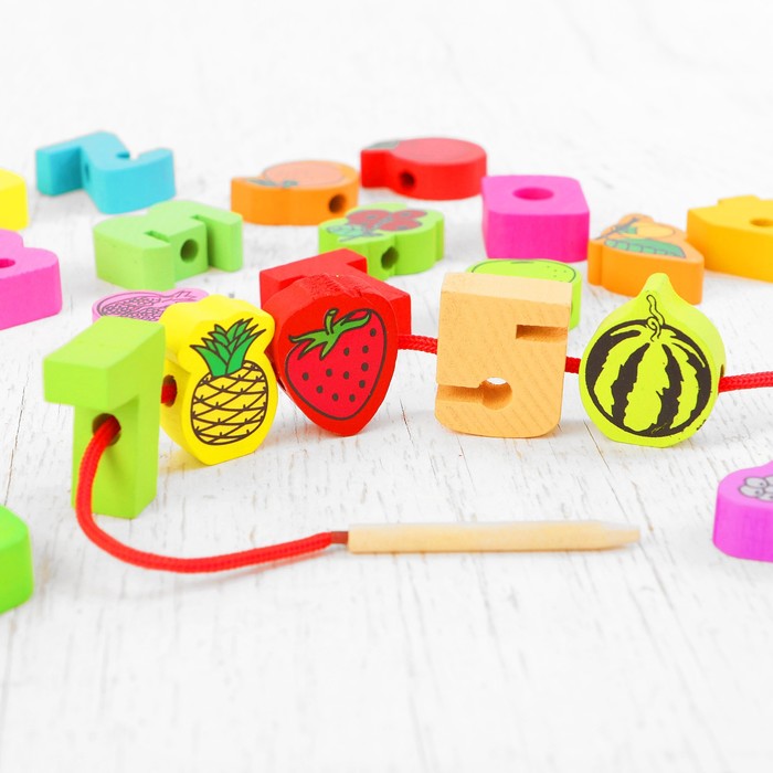 Шнуровка 20 элементов "Цифры и фрукты"