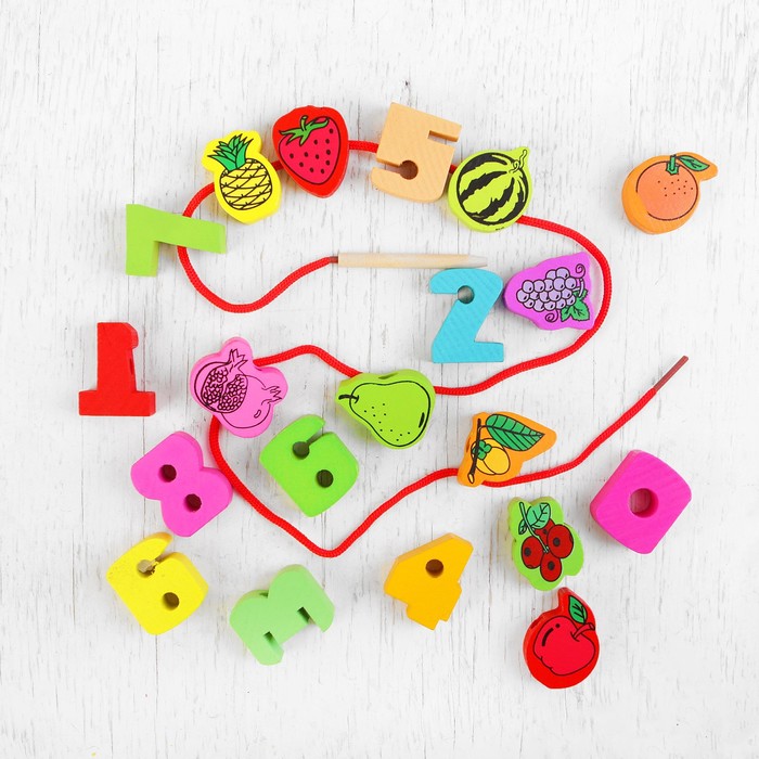 Шнуровка 20 элементов "Цифры и фрукты"