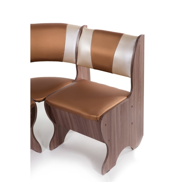 Кухонный уголок универсальный Тюльпан 1350х1000х840 Шимо ясень темный/Шоколад крем беж