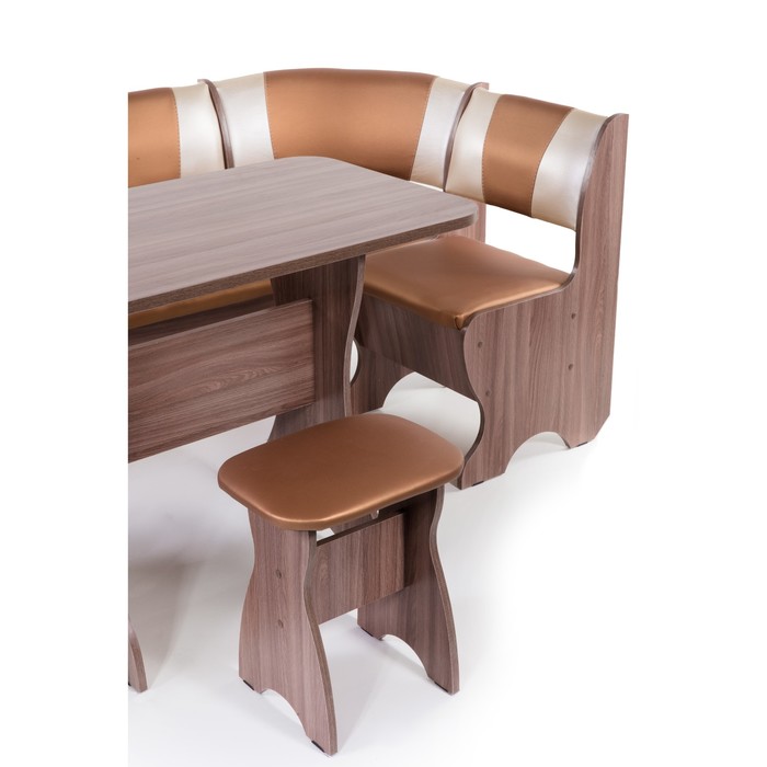 Кухонный уголок универсальный Тюльпан 1350х1000х840 Шимо ясень темный/Шоколад крем беж