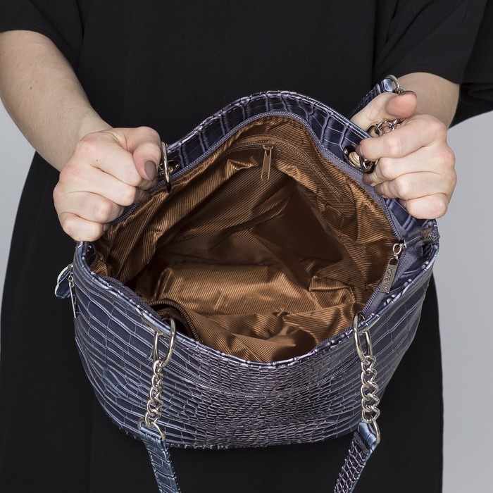 Сумка женская, отдел на молнии, 1 наружный карман, цвет тёмно-серый