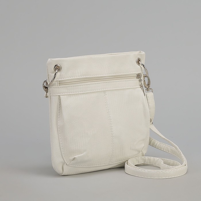 Сумка женская, отдел на молнии, наружный карман, длинный ремень, цвет белый