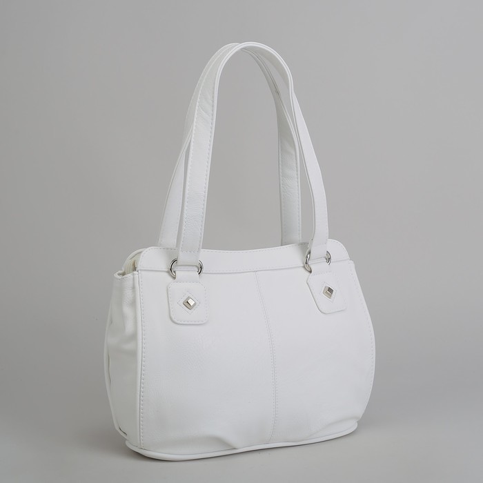 Сумка женская, 2 отдела на молнии, наружный карман, цвет белый