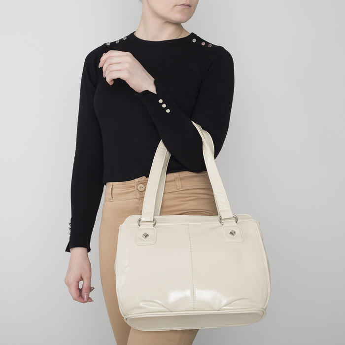 Сумка женская, 2 отдела на молнии, наружный карман, цвет бежевый