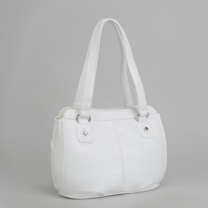 Сумка женская, 2 отдела на молнии, наружный карман, цвет белый