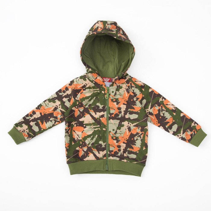 Джемпер для мальчика,рост 86 (52) см, цвет хаки/оранжевый 6231