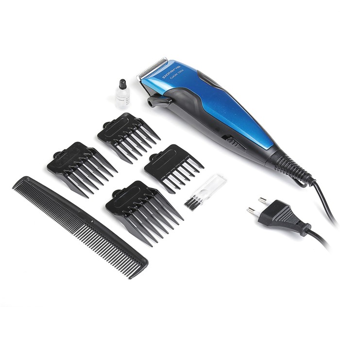 Машинка для стрижки Polaris PHC 1504, 4 насадки, черно-синяя