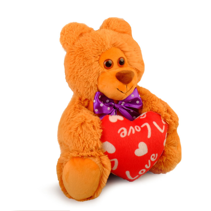 Мягкая игрушка "Мишка Гриша" с сердцем, рыжий, 35 см