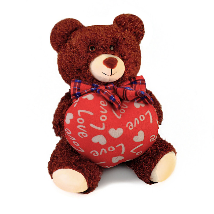 Мягкая игрушка "Мишка Кудряш" с сердцем, коричневый, 45 см
