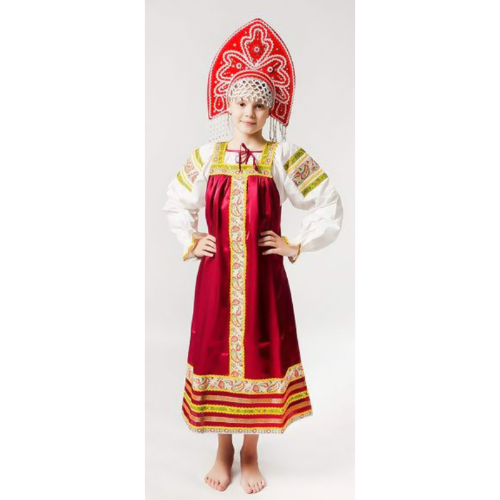 Сарафан "Алёнушка", рост 122-128 см, цвет бордовый